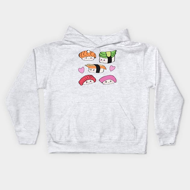 Kawaii sushi Kids Hoodie by runlenarun